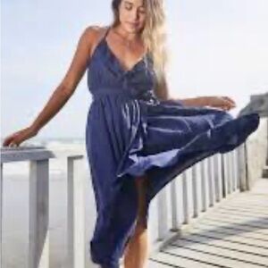 ROXY NAVY Rooftop Sunrise wrap Dress NWT Sz.M